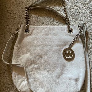 Michael Kors White Leather Chain Handbag